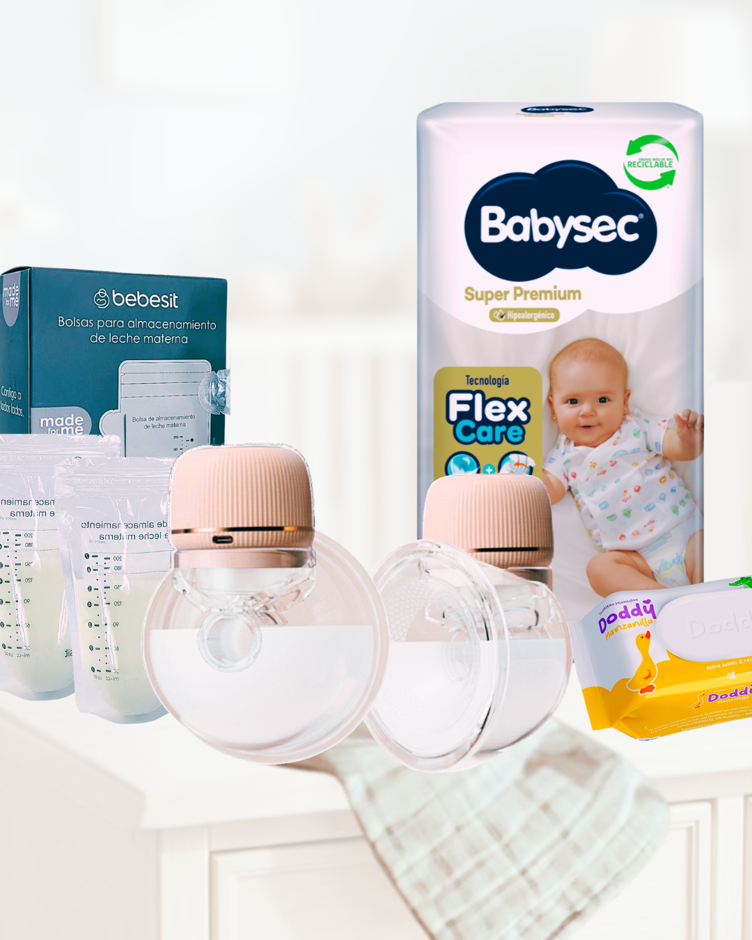 Sacaleches| 2 Extractores de leche eléctricos S15, 30 bolsas para leche, toallitas húmedas y pañales de REGALO