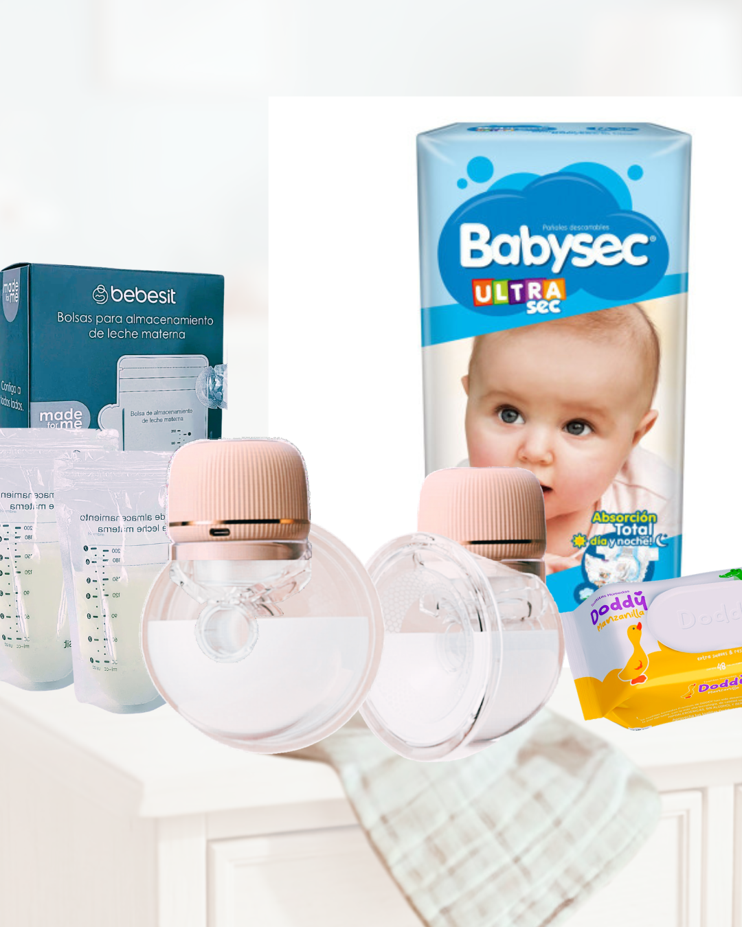 Sacaleches| 2 Extractores de leche eléctricos S15, 30 bolsas para leche, toallitas húmedas y pañales de REGALO