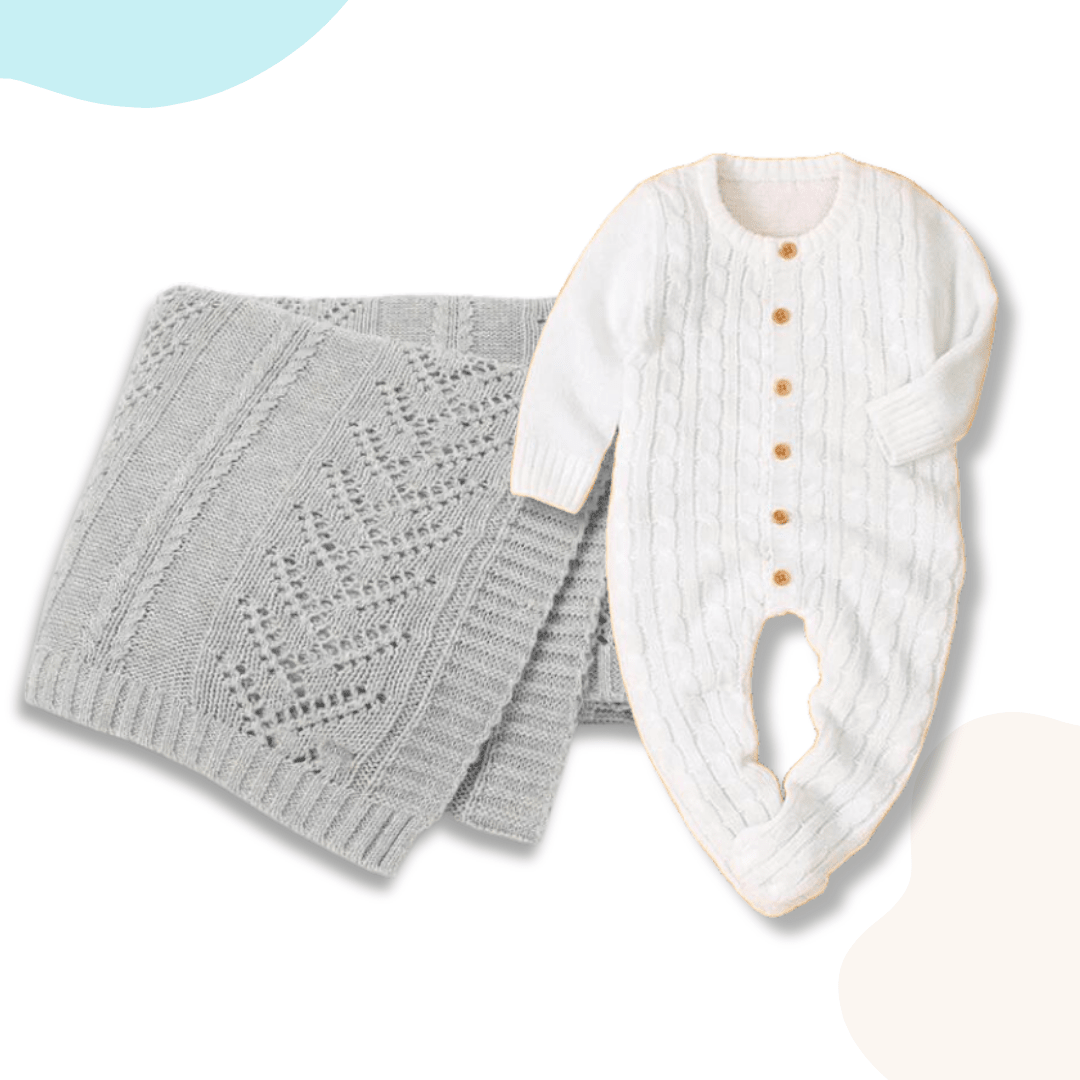 SET REGALO | Mameluco tejido blanco + Rebozo - Memmi
