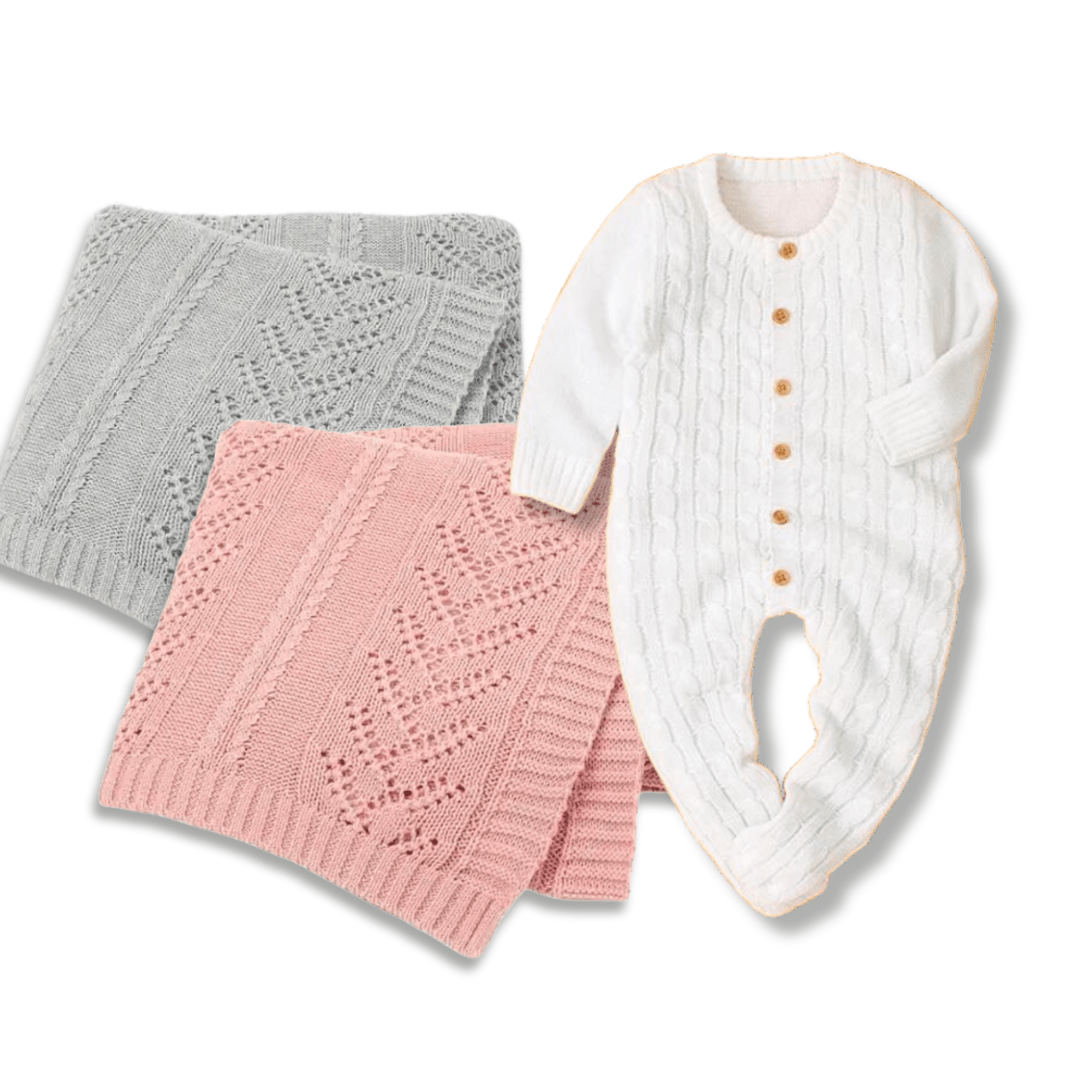 SET REGALO | Mameluco tejido blanco + Rebozo - Memmi