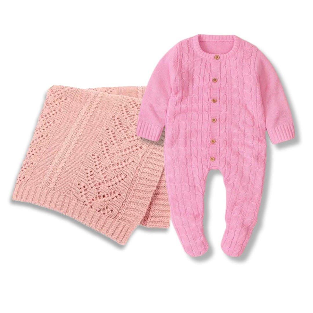 SET REGALO | Mameluco tejido + Rebozo rosado - Memmi