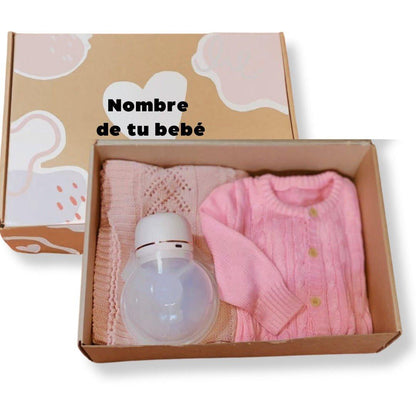 SET REGALO | Mameluco tejido + Rebozo rosado - Memmi